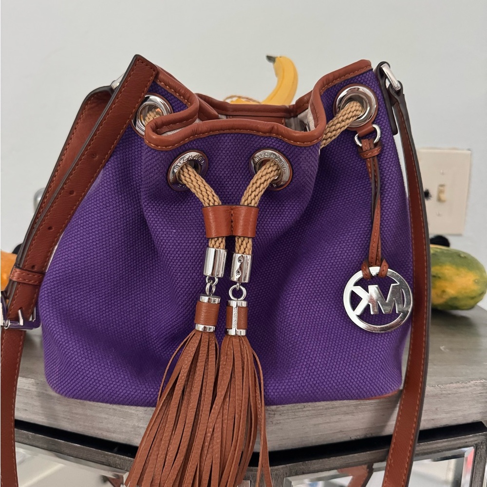 Michael Kors Purple and Brown Crossbody Bag